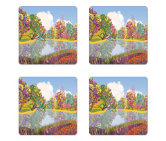 Vibrant Botany River Coaster Set Of Four