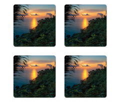 Sunrise on Ocean Seaside Coaster Set Of Four