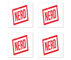 Nerd Wording Grunge Style Coaster Set Of Four