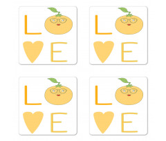 Nerdy Orange in Eyeglasses Coaster Set Of Four