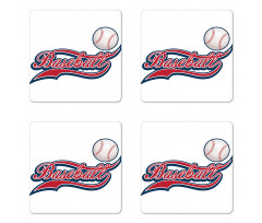 Baseball Ball Sports Coaster Set Of Four