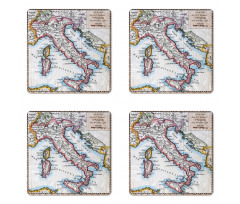 Old Italy Map Coaster Set Of Four