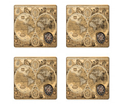 Accvrat Map of World Coaster Set Of Four