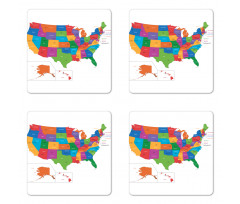 USA Map with States Coaster Set Of Four