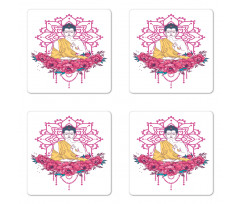 Meditation Floral Mandala Coaster Set Of Four