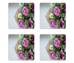 Delicate Floral Bouquet Photo Coaster Set Of Four