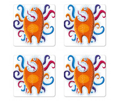 Funny Monstrous Character Coaster Set Of Four