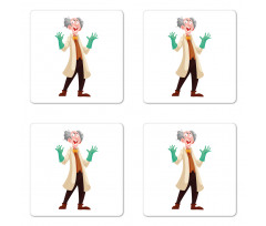 Cartoon Style Professor Coaster Set Of Four