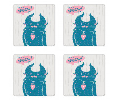 Meow Cat Speech Bubble Coaster Set Of Four