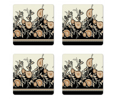 Floral Traditional Coaster Set Of Four