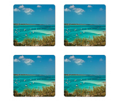 Anchored Boats in Sea Coaster Set Of Four