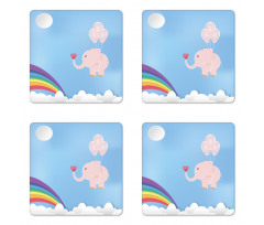 Elephant Rainbow Sky Coaster Set Of Four