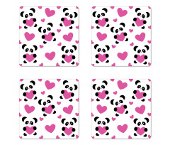 Love Pandas Hearts Coaster Set Of Four