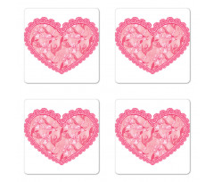 Lace Heart with Flora Coaster Set Of Four