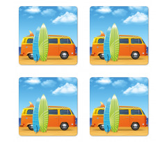 Happy Camper Van Surf Coaster Set Of Four