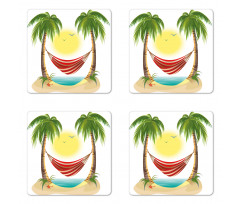 Hammock Between Palms Coaster Set Of Four