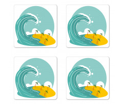 Big Wave and Palms Coaster Set Of Four