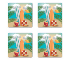 Summer Holiday Fun Coaster Set Of Four