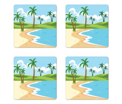 Coast with Grass Palm Coaster Set Of Four