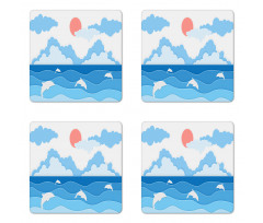 Seascape Art Dolphins Coaster Set Of Four