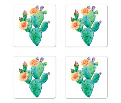 Cactus with Flowers Coaster Set Of Four