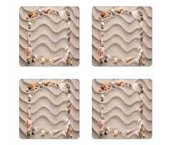 Seashell Square Frame Coaster Set Of Four