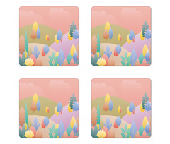 Pastel Fall Leaves Coaster Set Of Four