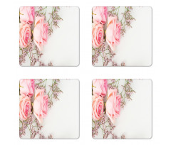 Close up Photo Flowers Coaster Set Of Four