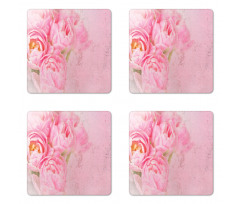 Grungy Tilt Flowers Coaster Set Of Four