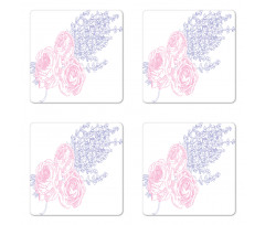 Romantic Lavender Art Coaster Set Of Four