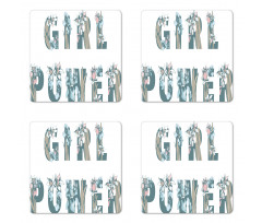 Girl Power Floral Art Coaster Set Of Four