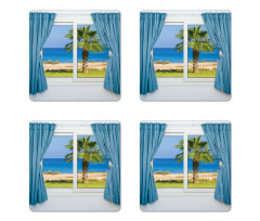 Shore Palm Tree Island Coaster Set Of Four