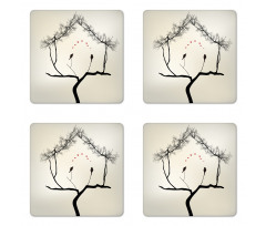 Love Birds Branch Coaster Set Of Four