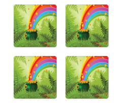 Pot of Coins and Rainbow Coaster Set Of Four