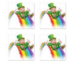 Leprechaun Slides on Rainbow Coaster Set Of Four