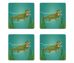 Cartoon in a Lake Coaster Set Of Four