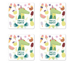 Tropical Party Ice Cream Coaster Set Of Four