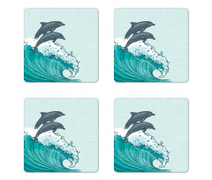 Sea Waves Sketch Art Coaster Set Of Four