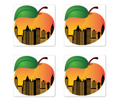 City Skyline in a Peach Coaster Set Of Four