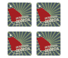 Grunge Wording Peach State Coaster Set Of Four