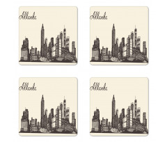 Grunge City Skyline Vintage Coaster Set Of Four