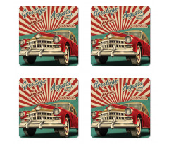 Grunge Retro Car Sunburst Coaster Set Of Four