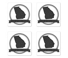 Monochrome Round Pattern Coaster Set Of Four