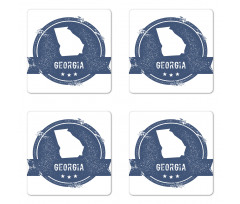 Grungy Map Silhouette Coaster Set Of Four