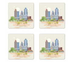 Graphics of City Silhouette Coaster Set Of Four