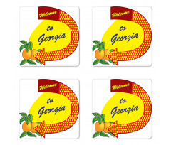 Symbolic Arrow and Peaches Coaster Set Of Four