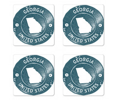 Map of Georgia Round Emblem Coaster Set Of Four