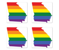 Colorful Stripes Gay Pride Coaster Set Of Four