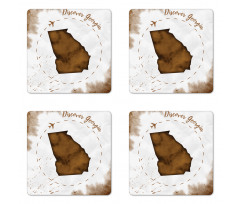 Grunge Airplane Circling Coaster Set Of Four