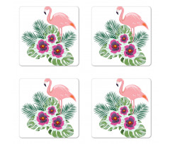 Flamingo Tropical Bouquet Coaster Set Of Four